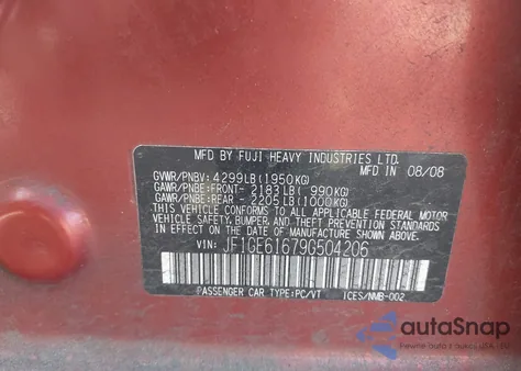 2009 Subaru Impreza 2.5I из США, поврежденный, VIN JF1GE61679G504206